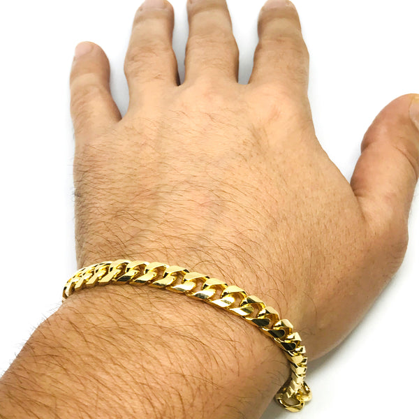 Solid Gold Miami Cuban Link Bracelet, 8 inch length, 5.1mm width