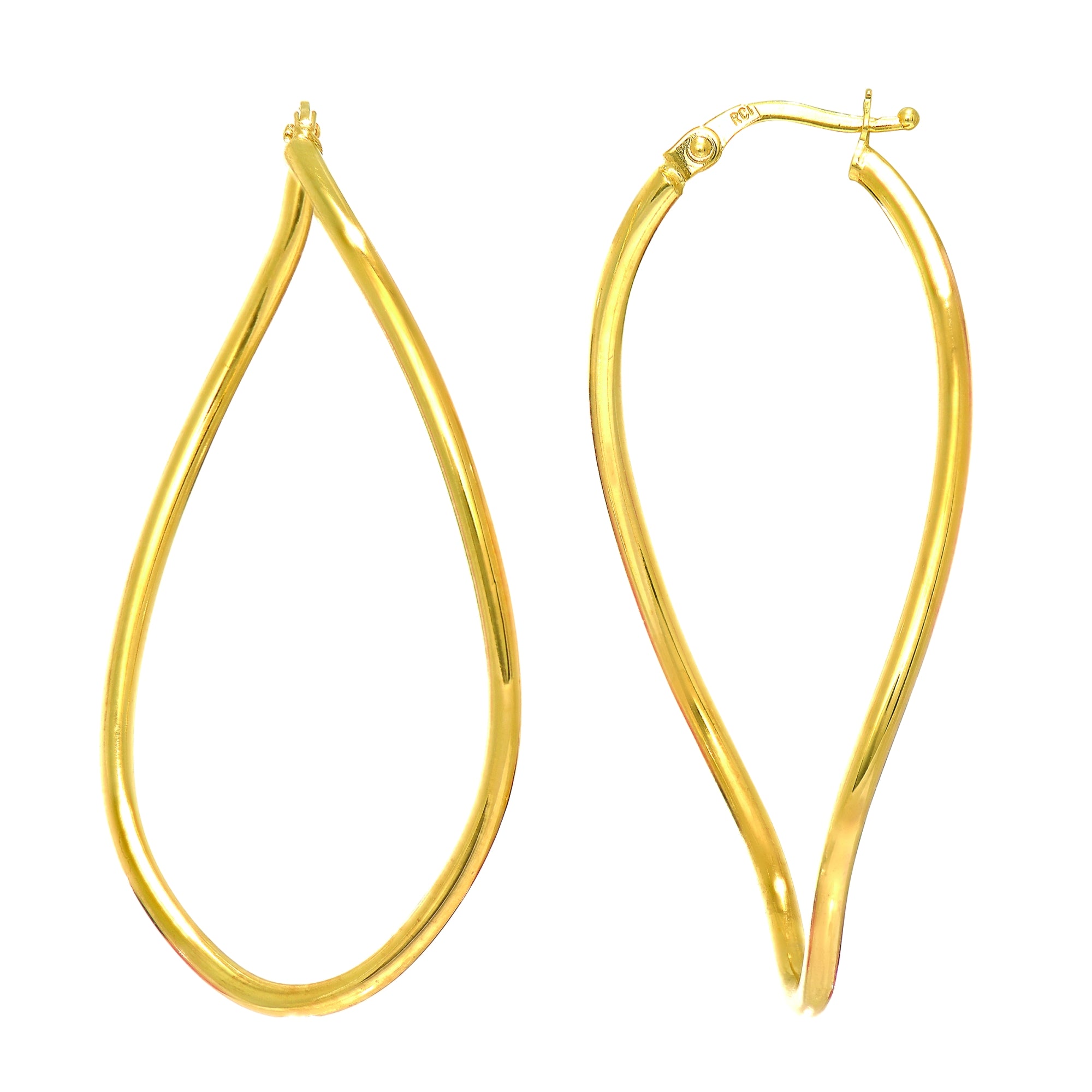 aretes de aro infinito ovalados retorcidos en oro amarillo de 14k - joyería