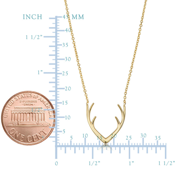 14k Yellow Gold Antler Adjustable Necklace, 18