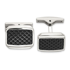 IBGoodman Stainless Steel Textured Black IP-Plated Cuff Links fine designer jewelry for men and women