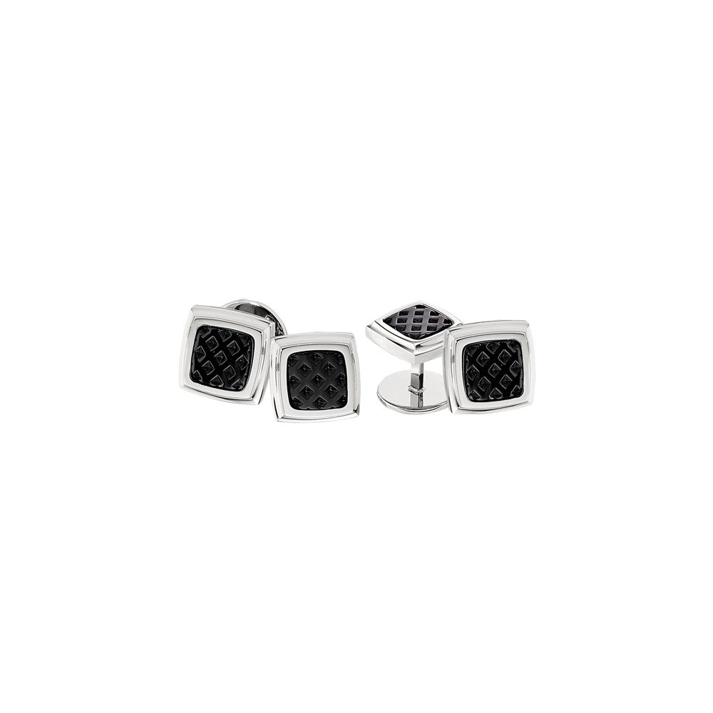 IBGoodman Stainless Steel Textured Black IP-Plated Center Four Piece Tuxedo Studs Set fine designer jewelry for men and women