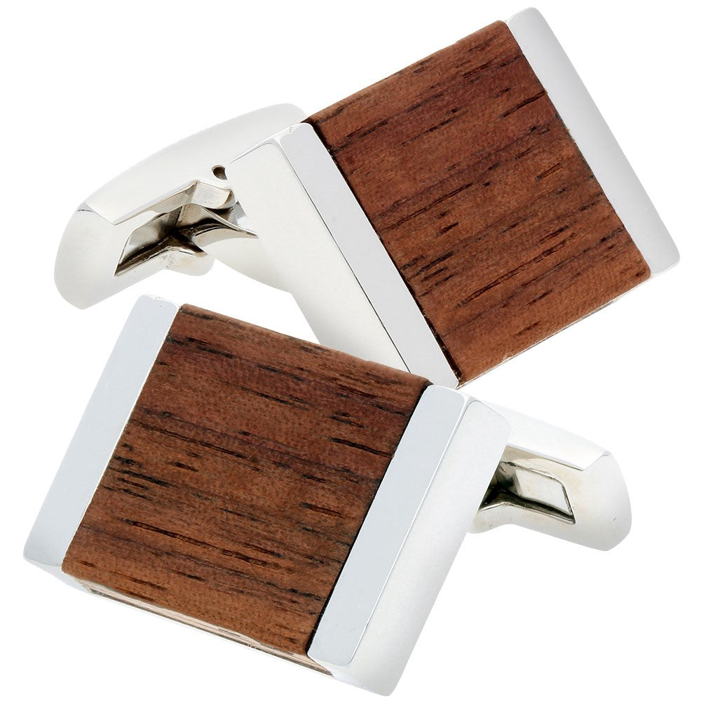 IBGoodman Stainless Steel Walnut Wood Cuff Links fine designer jewelry for men and women