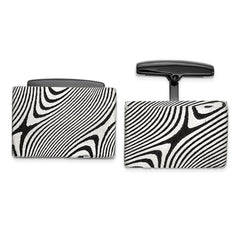 IBGoodman Stainless Steel Black IP-Plated with Damascus Steel Cuff Links fine designer jewelry for men and women