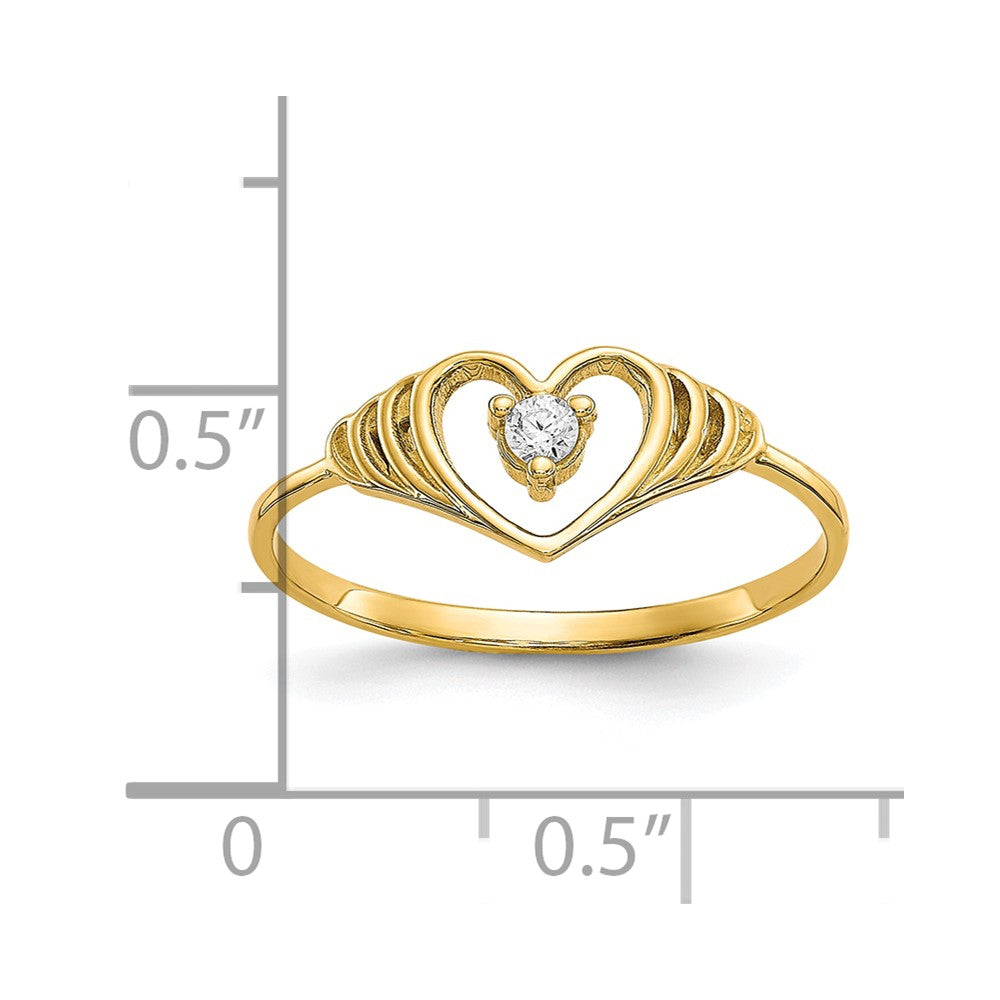 10k Yellow Gold CZ Heart Ring, Size 6 fine designer jewelry for men and women