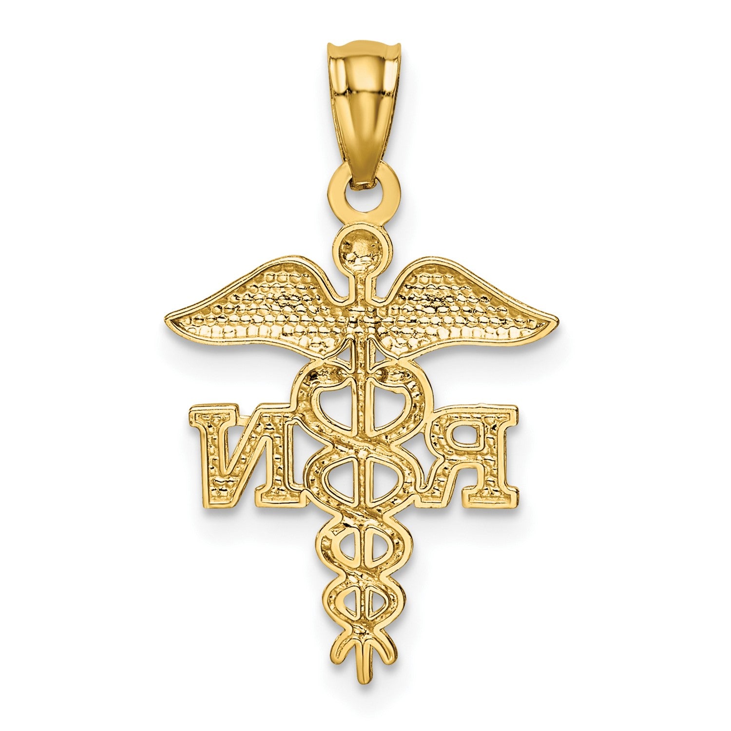 10k Yellow Gold Diamond-cut RN Registered Nurse Pendant, 24mm fine designer jewelry for men and women