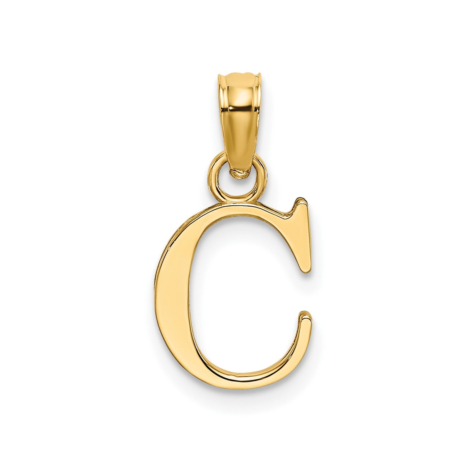 Solid 14K Gold Polished Block Initial Letter Pendants, 12x10mm fine designer jewelry for men and women