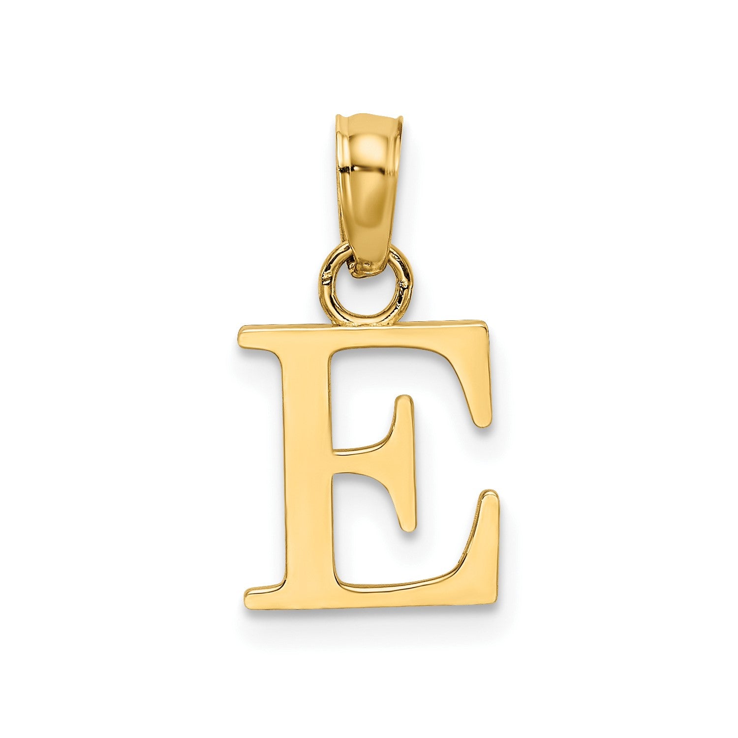 Solid 14K Gold Polished Block Initial Letter Pendants, 12x10mm fine designer jewelry for men and women