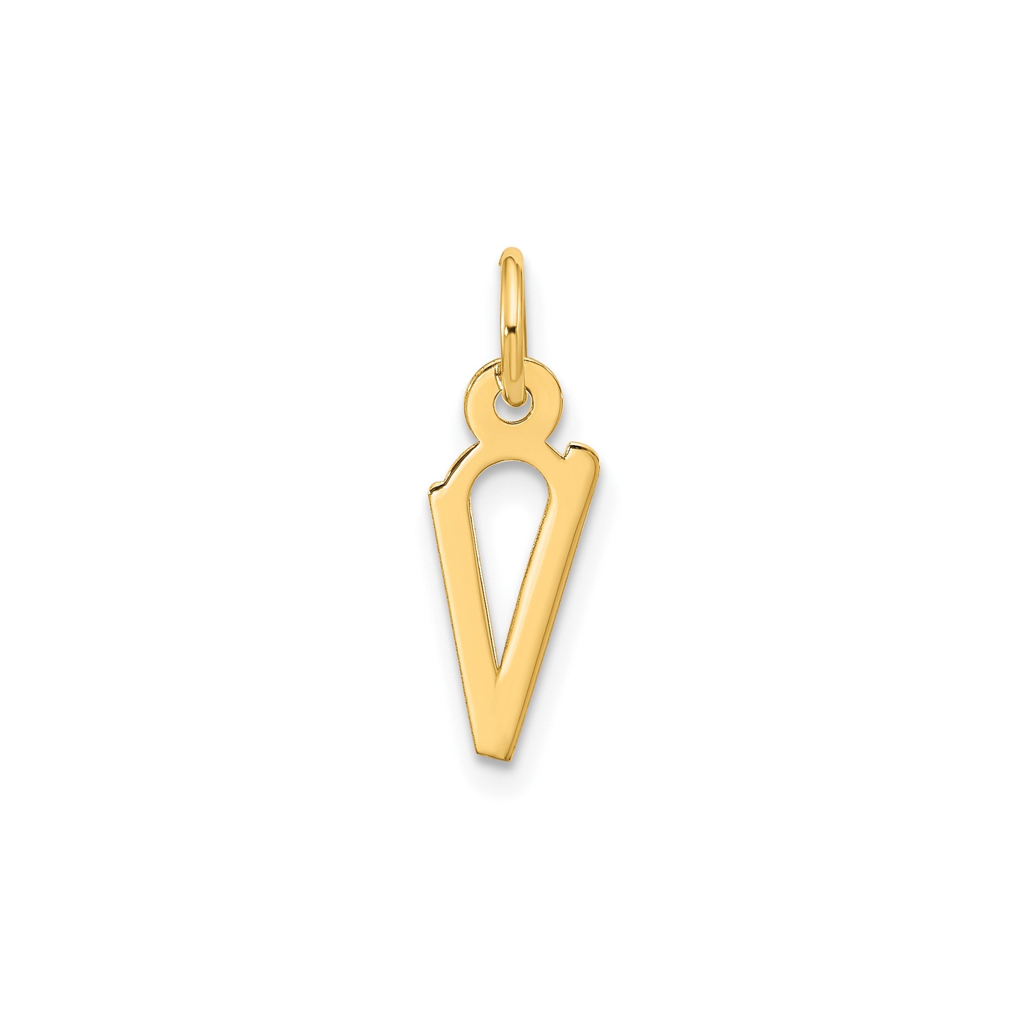 14K Yellow Gold Initial Letter Pendant Charm, Block Style, 13mm x 6mm