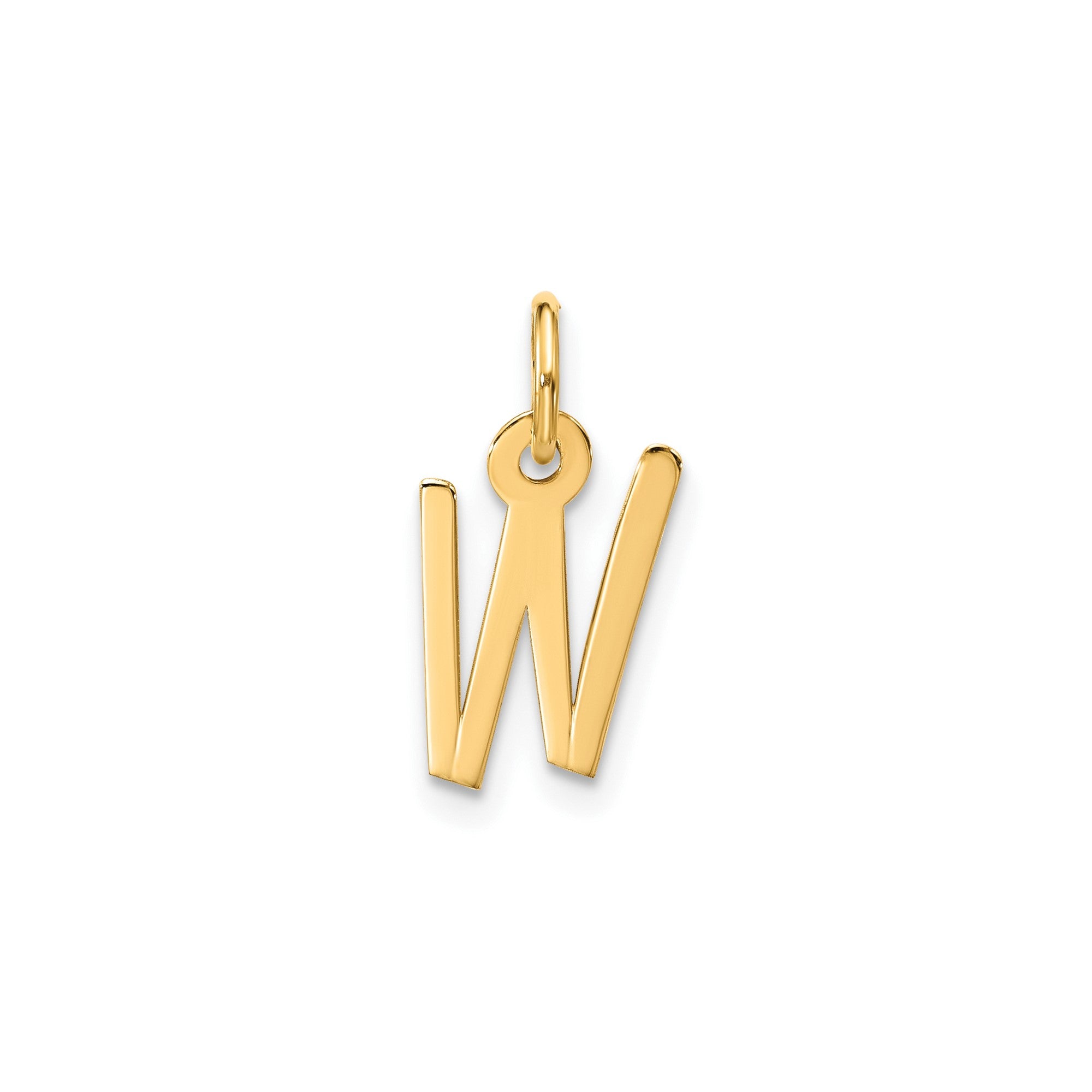 14K Yellow Gold Initial Letter Pendant Charm, Block Style, 13mm x 6mm