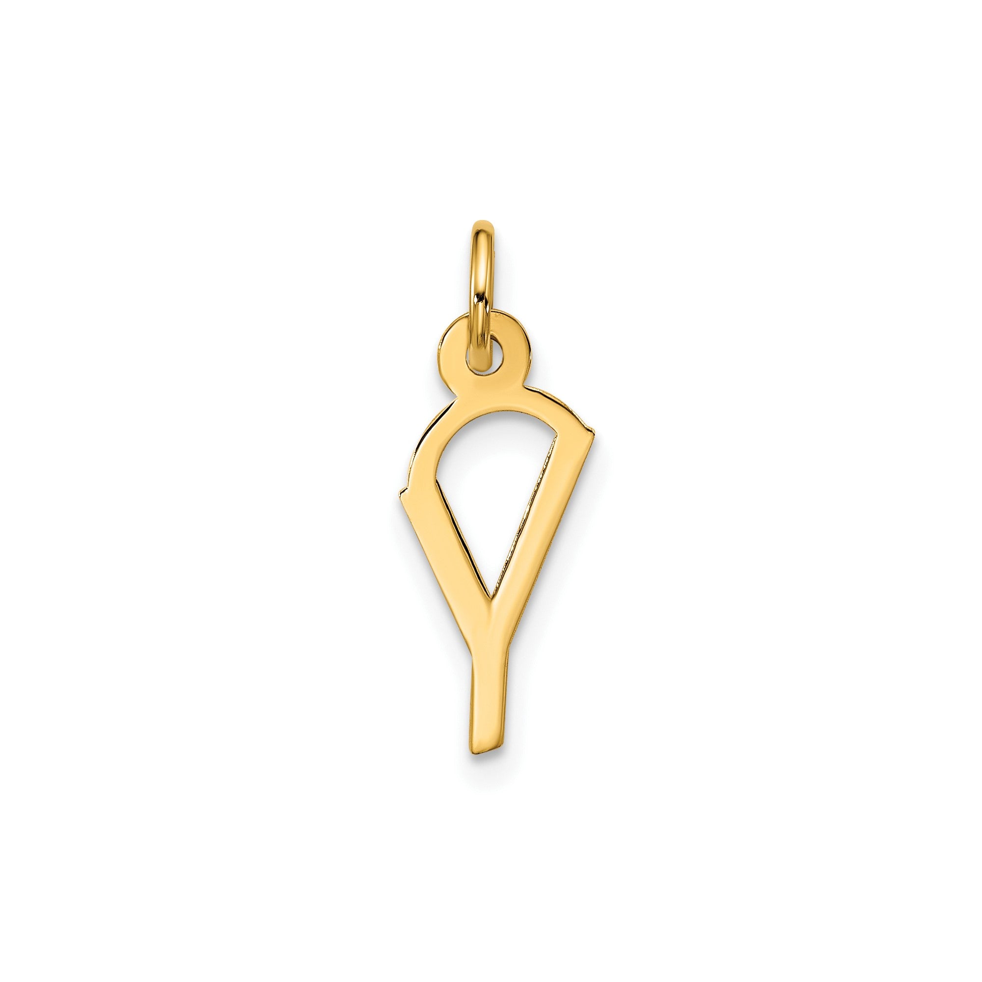 14K Yellow Gold Initial Letter Pendant Charm, Block Style, 13mm x 6mm