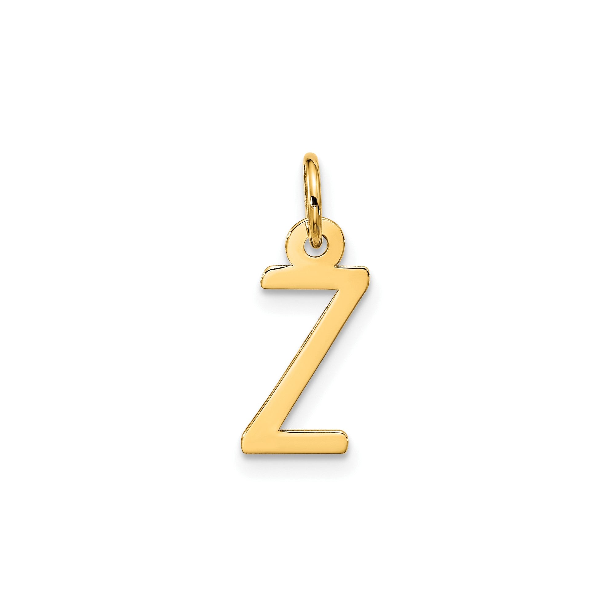 14K Yellow Gold Initial Letter Pendant Charm, Block Style, 13mm x 6mm