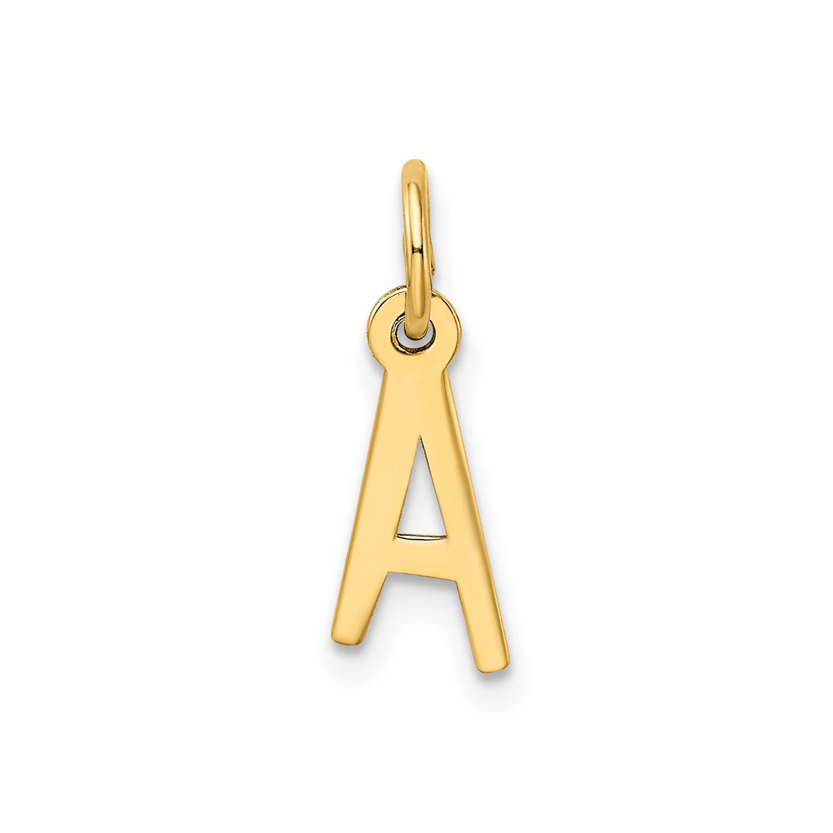 10K Yellow Gold Initial Letter Pendant Charm, Block Style, 13mm x 6mm