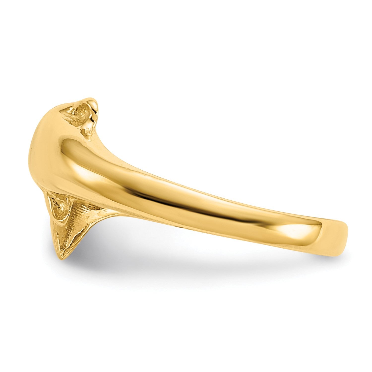 10k Real Yellow Gold High Polished Dolphin Toe Adjustable Ring