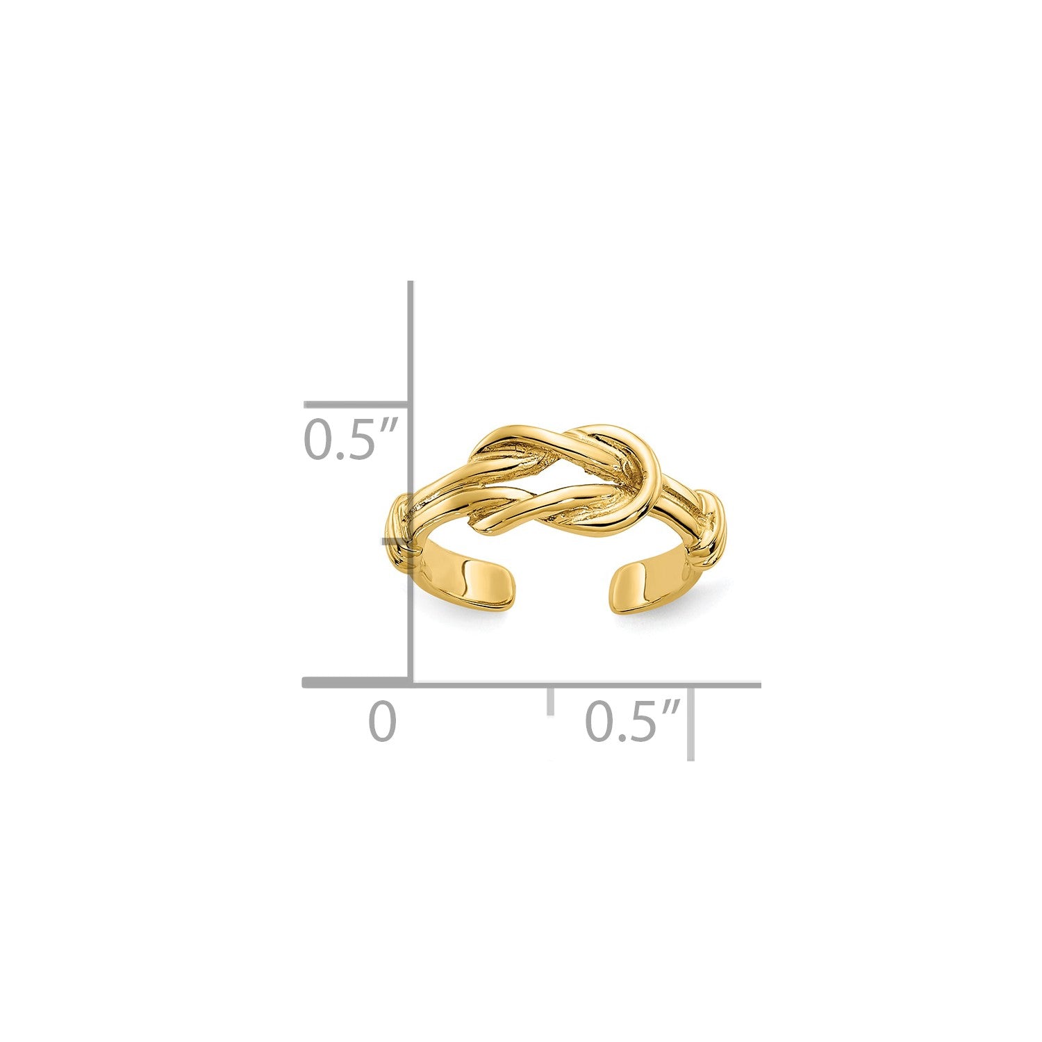 10K Real Yellow Solid Gold Double Knot Toe Summer Ring