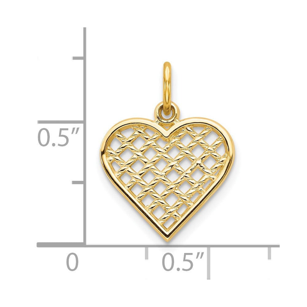 10k Yellow Gold Cross Design Heart Pendant, 20mm x 12mm