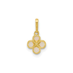 10k Yellow Gold Mother of Pearl Clover Cross Pendant, 7x7mm