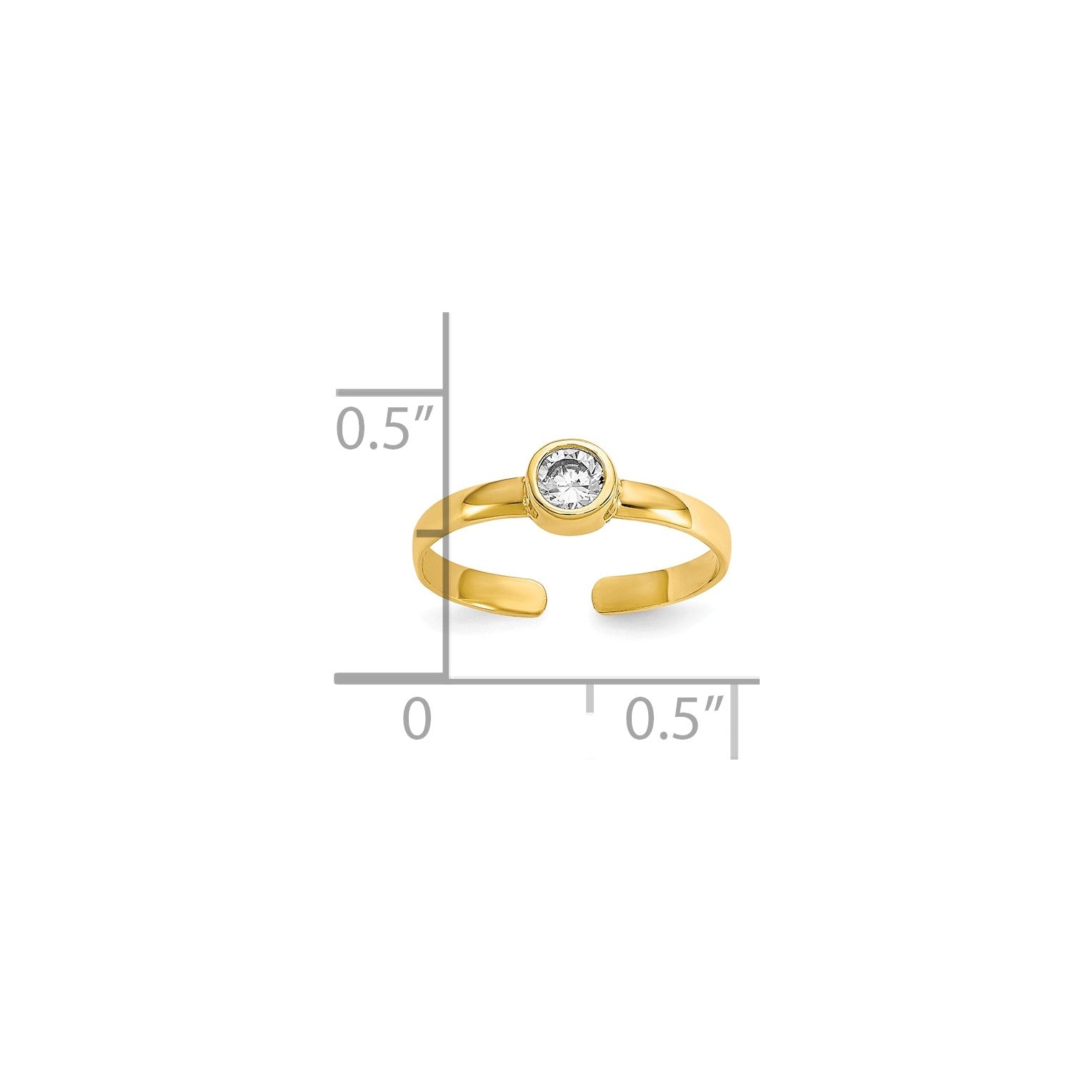 10K Yellow Real Solid Gold CZ Stone Toe Ring