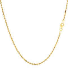 10k Yellow Real Solid Gold Diamond Cut Rope Chain Necklace, 1.25mm, 20