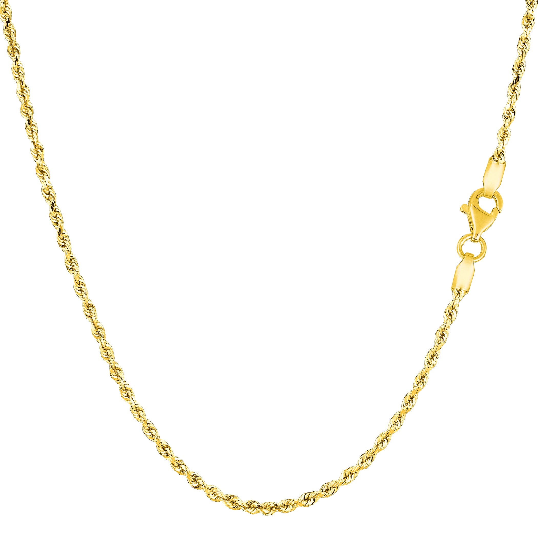 10k Yellow Real Solid Gold Diamond Cut Rope Chain Necklace, 1.5mm, 30