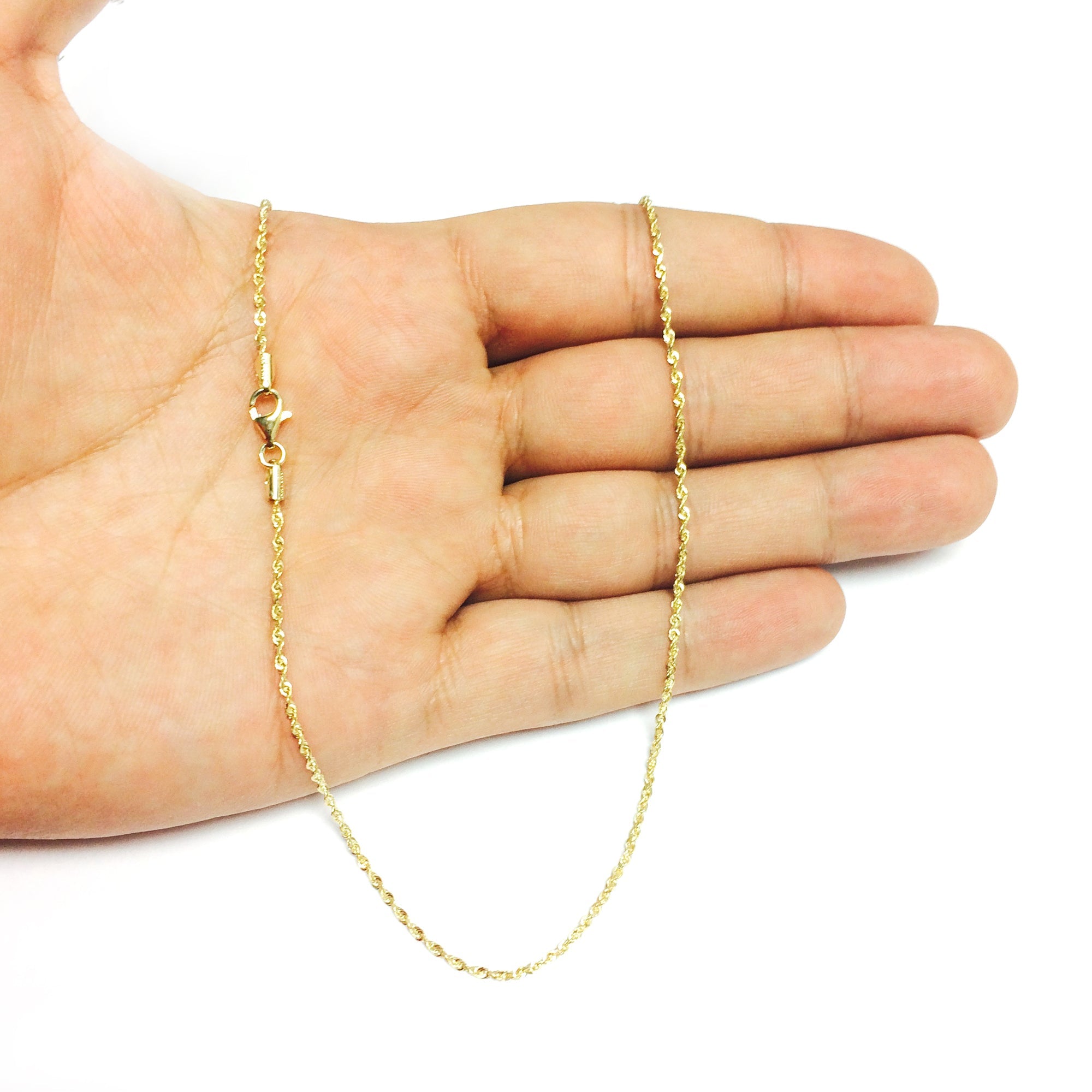 10k Yellow Real Solid Gold Diamond Cut Rope Chain Necklace, 1.5mm, 30