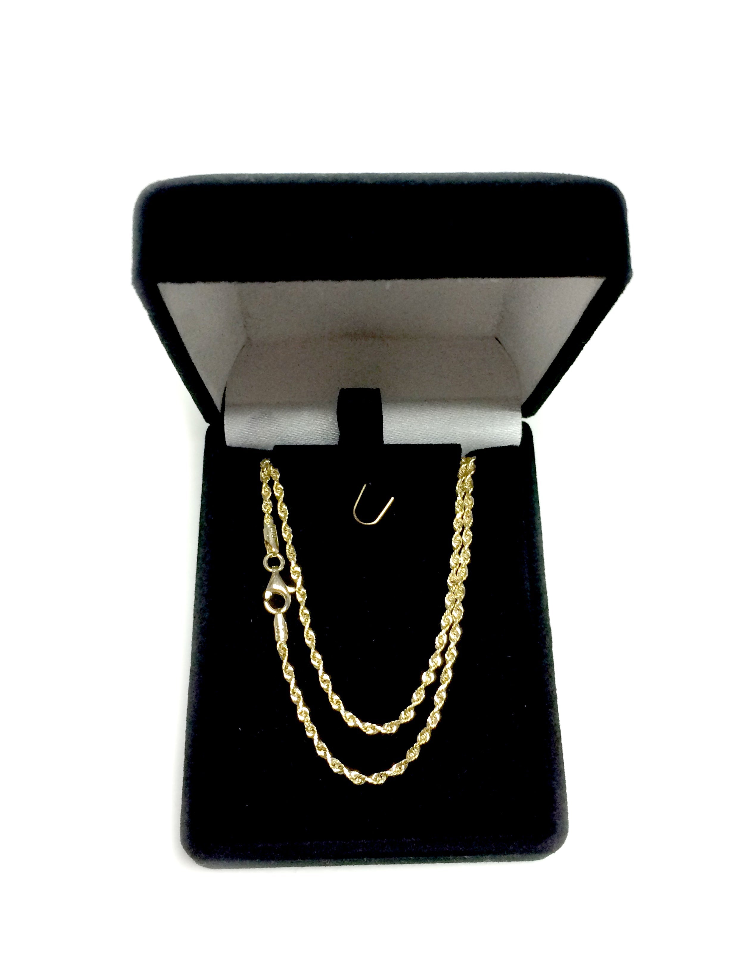 10k Yellow Real Solid Gold Diamond Cut Rope Chain Necklace, 2.0mm, 24