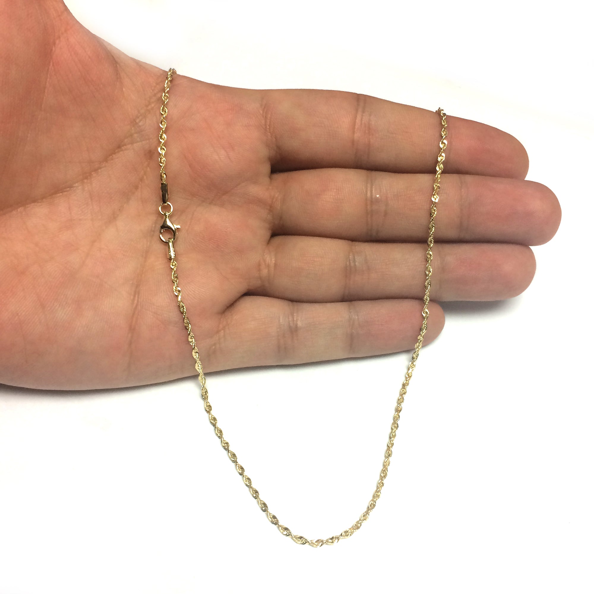 10k Yellow Real Solid Gold Diamond Cut Rope Chain Necklace, 2.0mm, 24