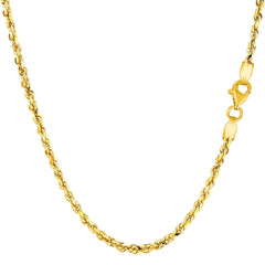 10k Yellow Real Solid Gold Diamond Cut Rope Chain Necklace, 2.25mm, 18