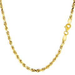 10k Yellow Real Solid Gold Diamond Cut Rope Chain Necklace, 2.75mm, 22