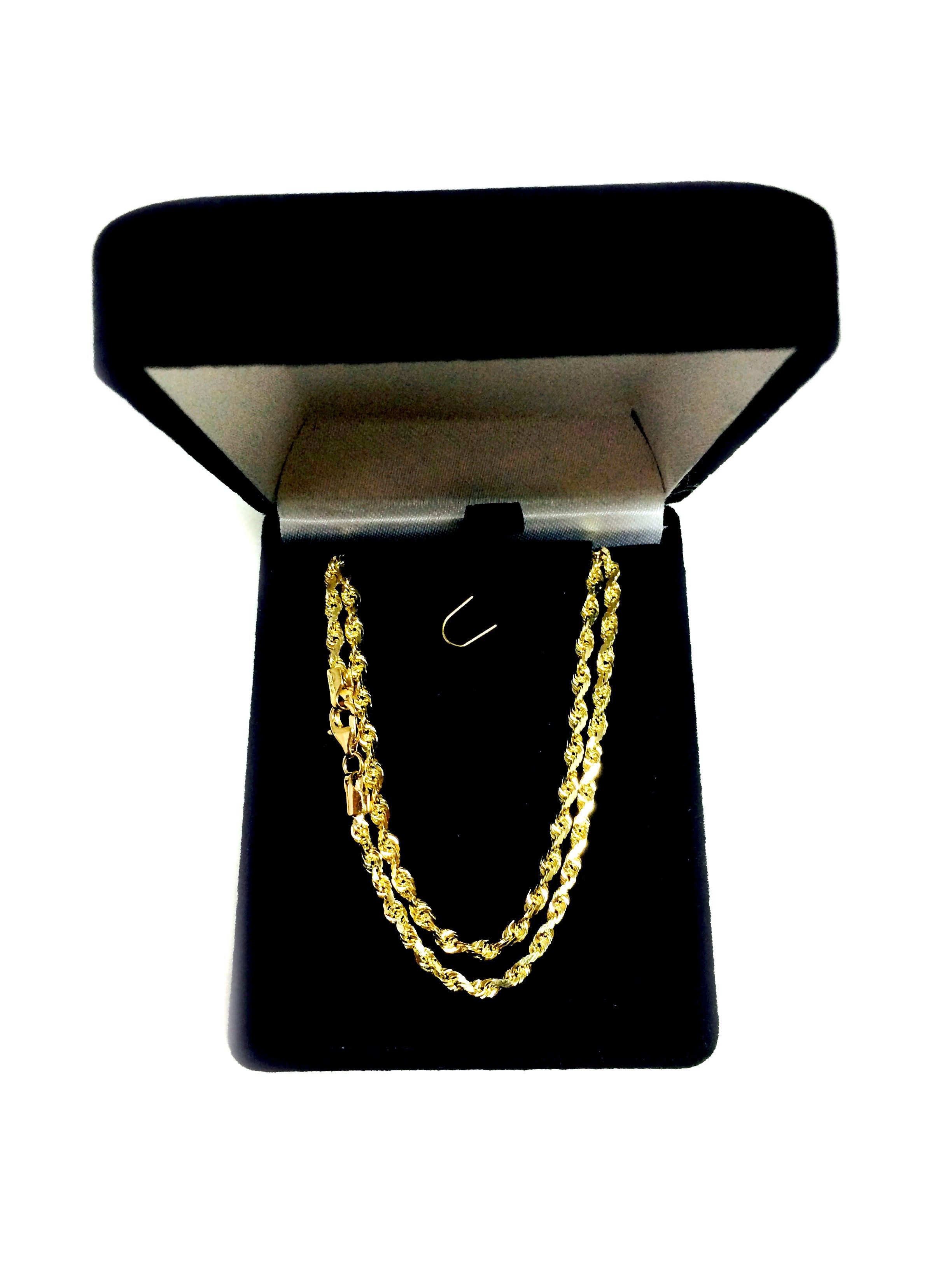 10k Yellow Real Solid Gold Diamond Cut Rope Chain Necklace, 2.75mm, 22