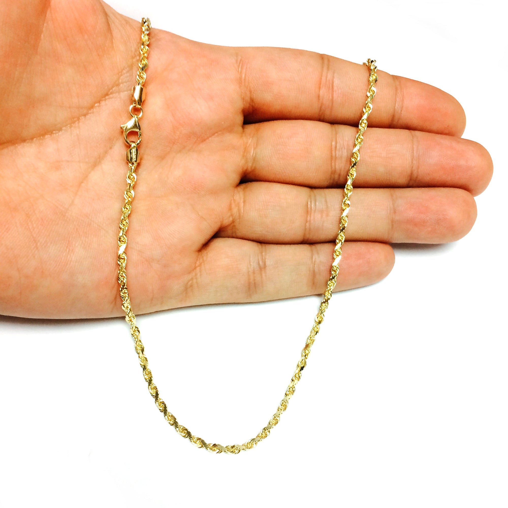 10k Yellow Real Solid Gold Diamond Cut Rope Chain Necklace, 2.75mm, 22