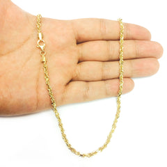 10k Yellow Real Solid Gold Diamond Cut Rope Chain Necklace, 3.5mm, 20