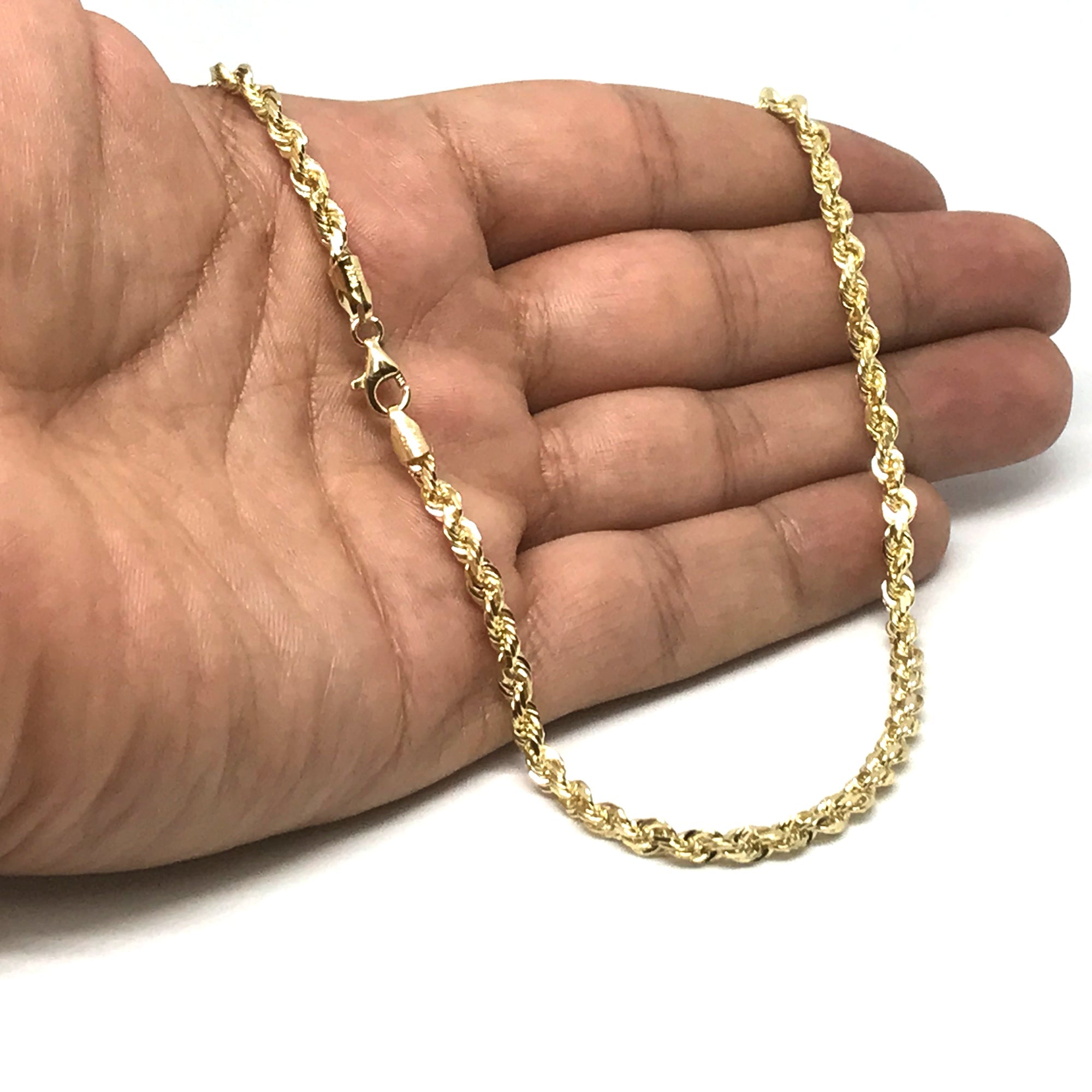 10k Yellow Real Solid Gold Diamond Cut Rope Chain Necklace, 4.0mm, 18