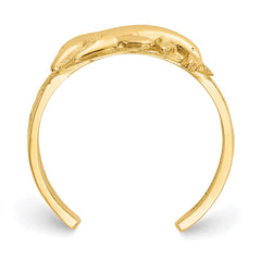 14K Real Solid Yellow Gold Dolphin Toe Ring for Summer