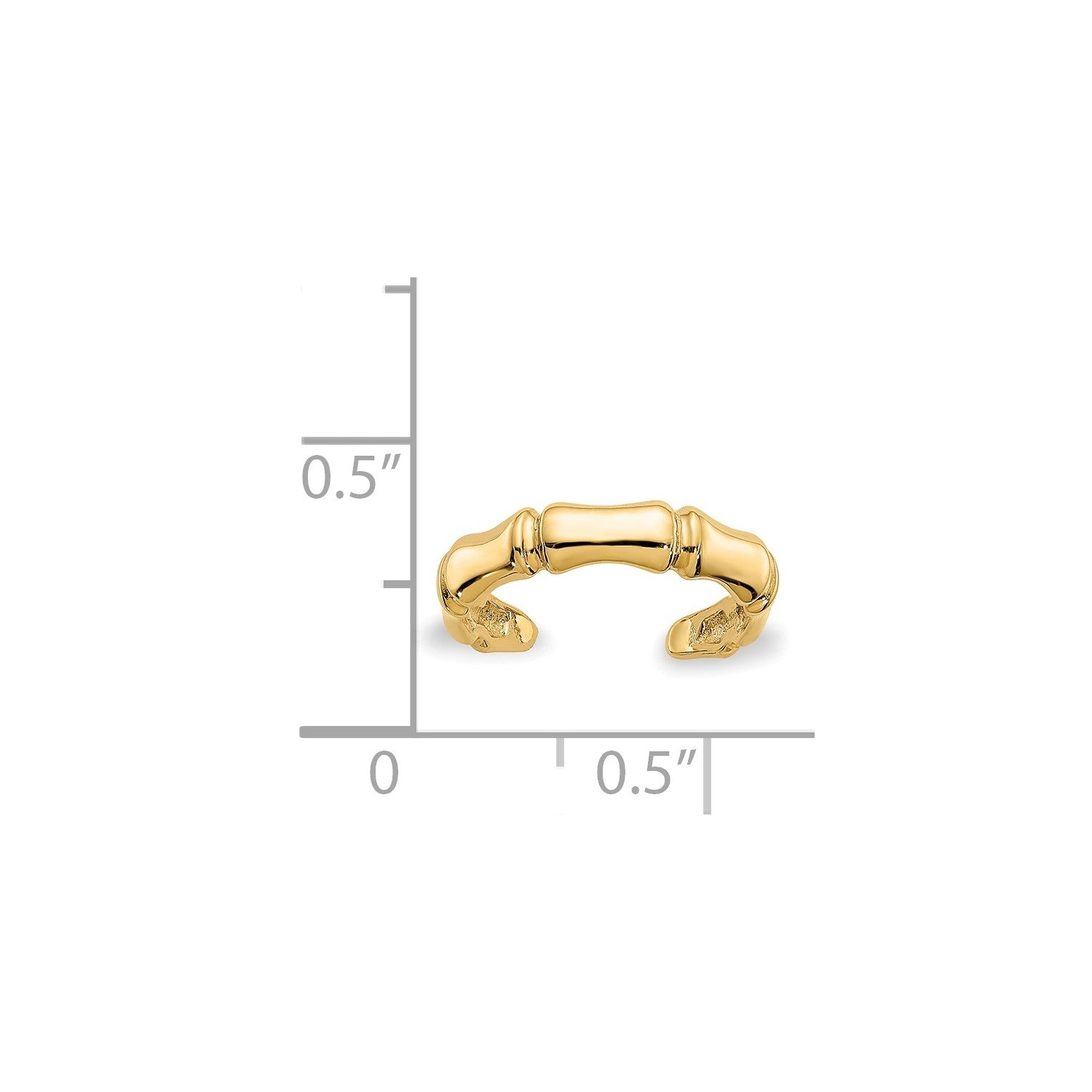 14k Real Yellow Gold Bamboo Style Toe Summer Ring