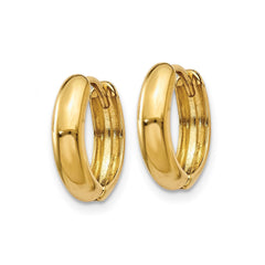 14k Real Yellow Gold High Polished Hinged Hoop Earrings, 11mm Diameter