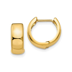 14k Real Yellow Gold Hinged Huggie Hoop Earrings, 12mm Diameter