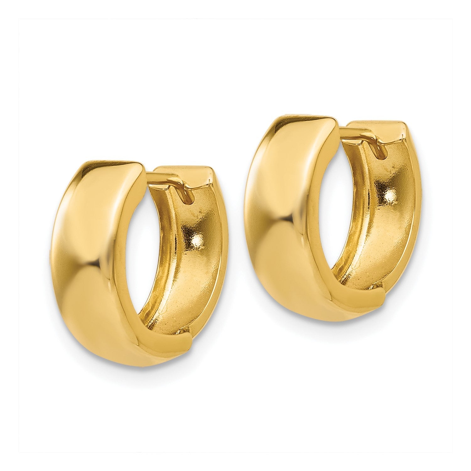 14k Real Yellow Gold Hinged Huggie Hoop Earrings, 12mm Diameter