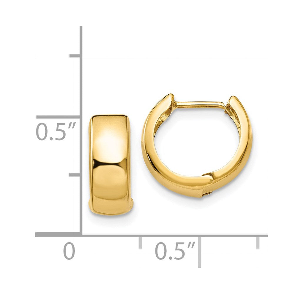 14k Real Yellow Gold Hinged Huggie Hoop Earrings, 12mm Diameter