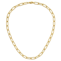 14k Real Yellow Gold Oval Link Paperclip Necklace, 6mm, 18