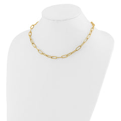 14k Real Yellow Gold Oval Link Paperclip Necklace, 6mm, 18