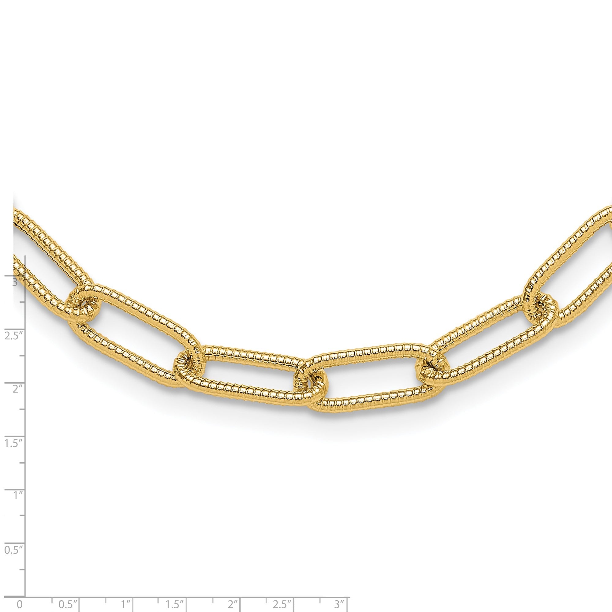 14k Real Yellow Gold Oval Link Paperclip Necklace, 6mm, 18