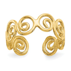 14k Real Yellow Gold Spiral Design Summer Toe Ring