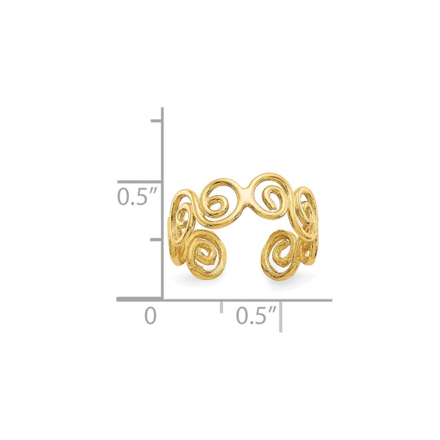 14k Real Yellow Gold Spiral Design Summer Toe Ring