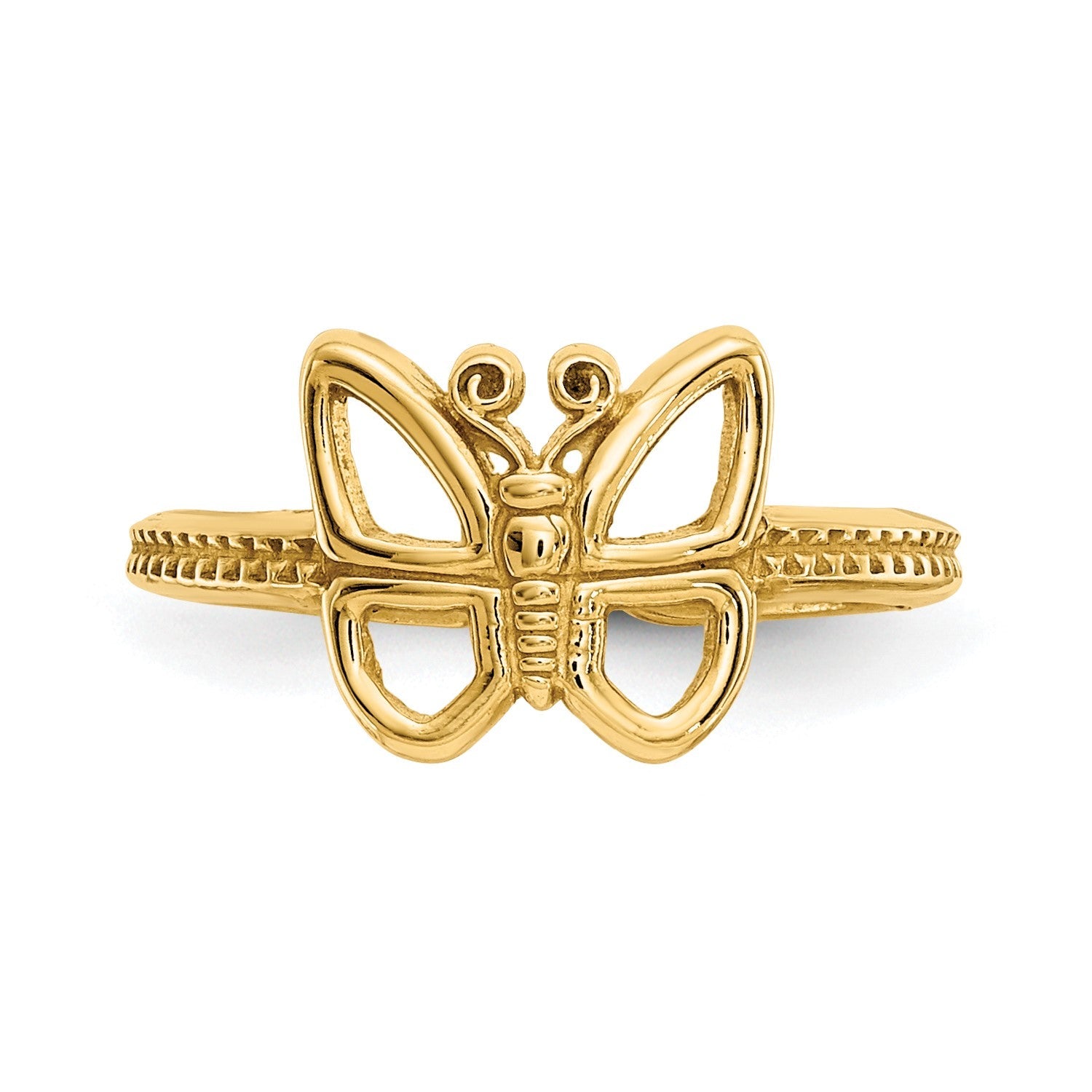 14k Real Yellow Solid Gold Butterfly Design Summer Toe Ring