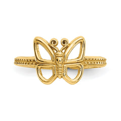 14k Real Yellow Solid Gold Butterfly Design Summer Toe Ring