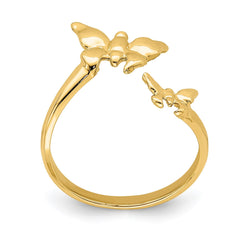 14K Real Yellow Solid Gold Butterfly Summer Toe Ring