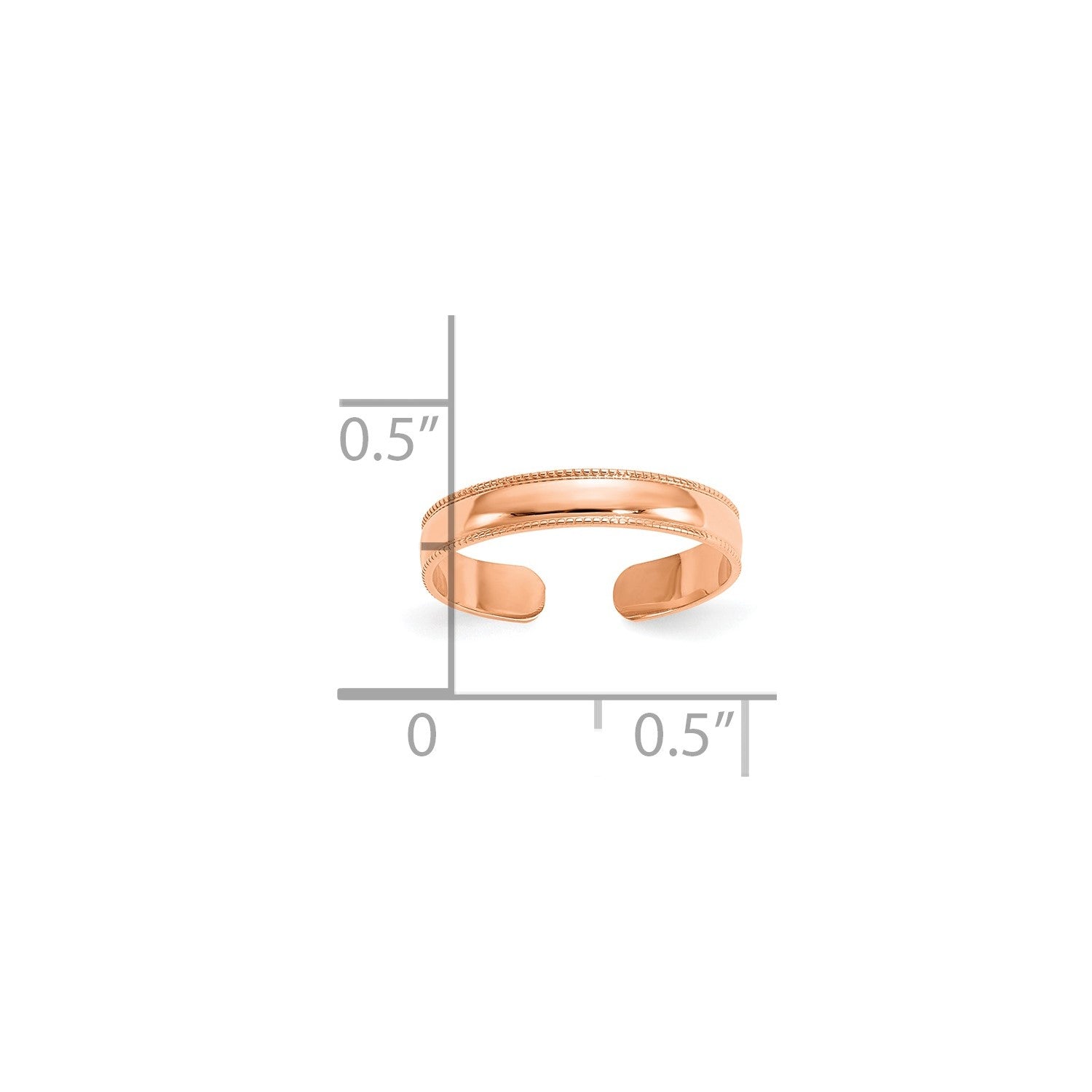 14k Real Solid Rose Gold Mill Grain Style Adjustable Toe Ring