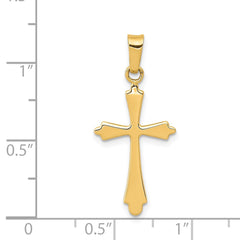 14K Solid Yellow Gold High Polished Unisex Cross Pendant, 28x12mm