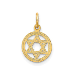 14k Solid Yellow Gold Star of David Charm Pendant, 19mm