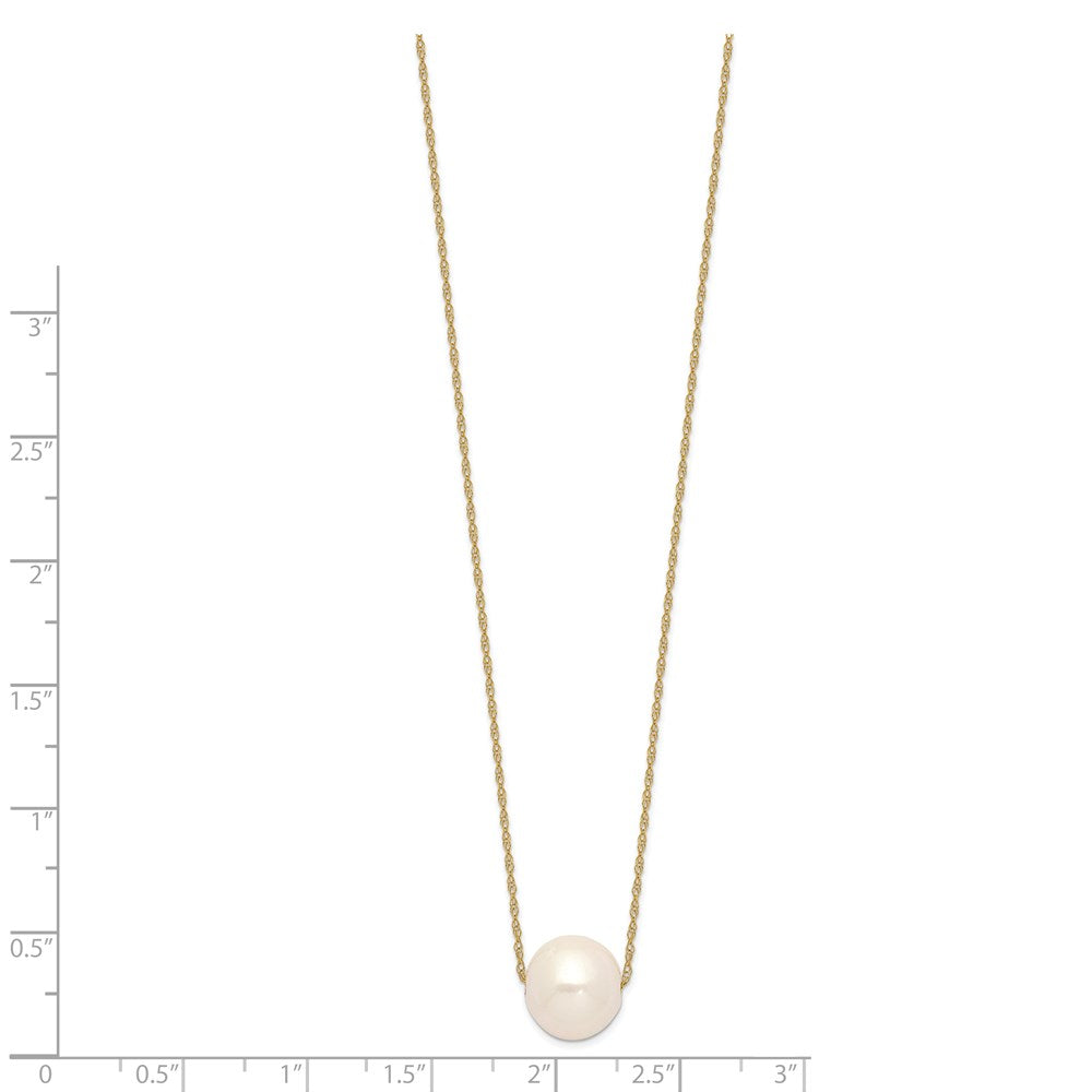 14k Yellow Gold 11mm White Round Freshwater Cultured Pearl Necklace, 17